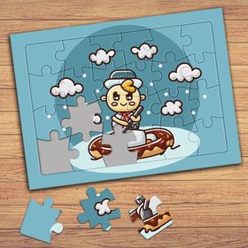 P14571S Denizde Sevimli Çocuk Çocuklara Özel Puzzle Yapboz Tablo