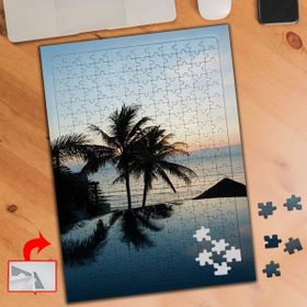 P312 Havuz Palmiye Tatil Manzara 240 Parça Puzzle Yapboz Tablo