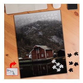 P359 Ahşap Ev Dağ Göl 240 Parça Puzzle Yapboz Tablo