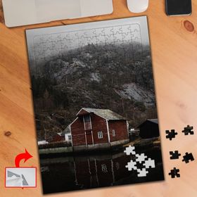 P359 Ahşap Ev Dağ Göl 240 Parça Puzzle Yapboz Tablo