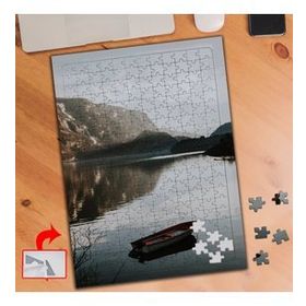 P359 Kayık Göl Dağ Manzara 240 Parça Puzzle Yapboz Tablo