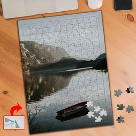 P359 Kayık Göl Dağ Manzara 240 Parça Puzzle Yapboz Tablo