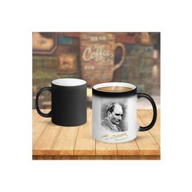 P7- Karakalem Çalışması Mustafa Kemal Atatürk İmzalı Sihirli Kupa Bardak