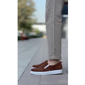 Pabucmarketi T154259 Bağcıksız Kadife Beyaz Taban Kahve Erkek Günlük Ayakkabı