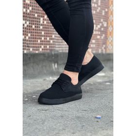 Pabucmarketi T154337 Taban Triko Bağcıklı Siyah Erkek Günlük Ayakkabı