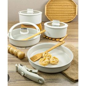 Paçi Belariva-Easy Cook Çıkarılabilir Saplı Beyaz 8 Parça Tencere Seti