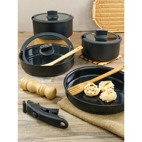 Paçi Belariva-Easy Cook Çıkarılabilir Saplı Siyah 8 Parça Tencere Seti