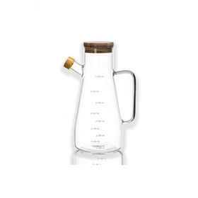 Paçi Cam-400804 Borosilikat Camlı Bambu Kapaklı 900ml Yağlık Sirkelik