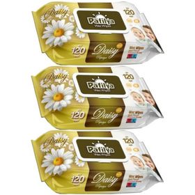Pafilya Papatya Plastik Kapaklı 3x120 Adet Bebek Islak Mendil