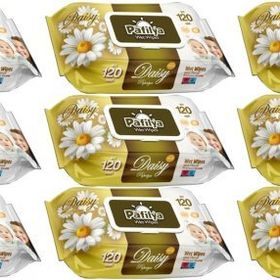 Pafilya Papatya Plastik Kapaklı 9x120 Adet Bebek Islak Mendil