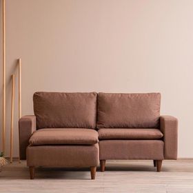 Pafu Lungo Modüler Mini Açık Kahve Keten Köşe Koltuk Takımı