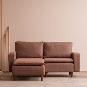 Pafu Lungo Modüler Mini Açık Kahve Keten Köşe Koltuk Takımı