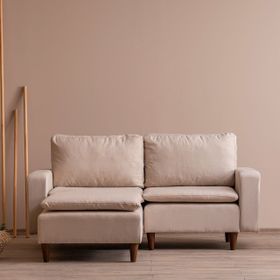 Pafu Lungo Modüler Mini Krem Keten Köşe Koltuk Takımı