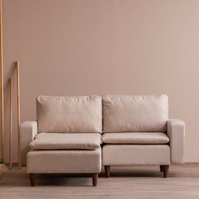 Pafu Lungo Modüler Mini Krem Keten Köşe Koltuk Takımı