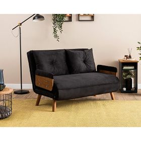 Pafu Soho Siyah Cosmo Yataklı Katlanır İkili Koltuk