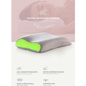 Pafu Visco Çift Boyun Destekli Karbon Ortopedik Yastık