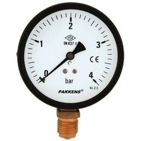 Pakkens 0-1 Bar 100 mm Alttan Bağlantılı Kuru G 1/2 inç Manometre