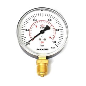 Pakkens 0-1 Bar 100 mm Alttan Bağlantılı Kuru G 1/2 inç Manometre