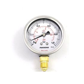 Pakkens 0-1 Bar 63 mm Alttan Bağlantılı Gliserinli G 1/4 inç Manometre