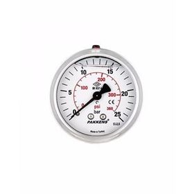 Pakkens 0-1 Bar 63 mm Arkadan Bağlantılı Panotipi Gliserinli G 1/4 inç Manometre