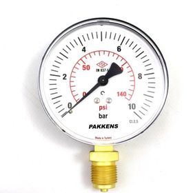 Pakkens 0-10 Bar 100 mm Alttan Bağlantılı Kuru G 1/2 inç Manometre