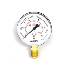 Pakkens 0-10 Bar 100 mm Alttan Bağlantılı Kuru G 1/2 inç Manometre