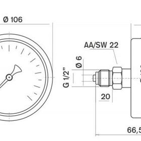 Pakkens 0-10 Bar 100 mm Arkadan Bağlantılı Panotipi Gliserinli G 1/2 inç Manometre