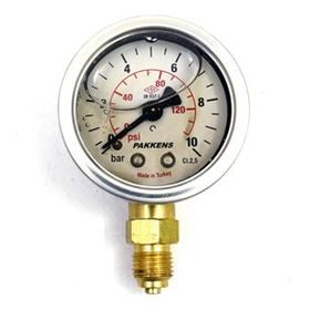 Pakkens 0-10 Bar 63 mm Alttan Bağlantılı Gliserinli G 1/4 inç Manometre