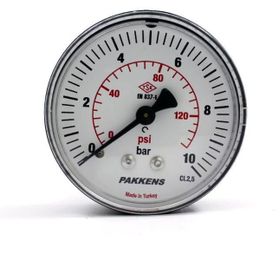 Pakkens 0-10 Bar 63 mm Arkadan Bağlantılı Kuru G 1/4 inç Manometre