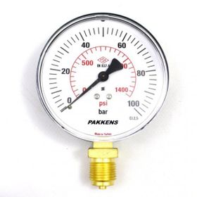 Pakkens 0-100 Bar 100 mm Alttan Bağlantılı Kuru G 1/2 inç Manometre