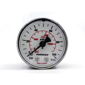 Pakkens 0-100 Bar 50 mm Arkadan Bağlantılı Kuru G 1/8 inç Manometre