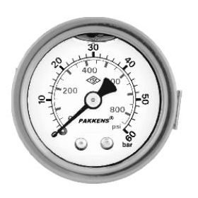 Pakkens 0-100 Bar 50 mm Arkadan Bağlantılı Panotipli Gliserinli G 1/4 inç Manometre