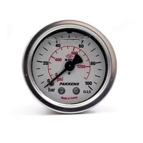 Pakkens 0-100 Bar 63 mm Arkadan Bağlantılı Gliserinli G 1/4 inç Manometre