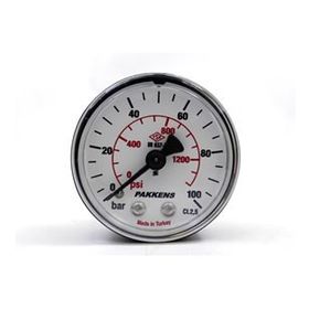 Pakkens 0-100 Bar 63 mm Arkadan Bağlantılı Kuru G 1/4 inç Manometre