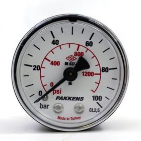 Pakkens 0-100 Bar 63 mm Arkadan Bağlantılı Kuru G 1/4 inç Manometre