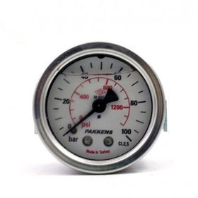 Pakkens 0-100 Bar 63 mm Arkadan Bağlantılı Panotipi Gliserinli G 1/4 inç Manometre