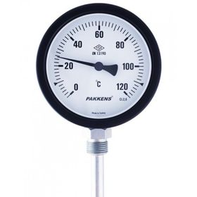 Pakkens 0-120 °C Çap 100 mm Daldırma Boyu 10 cm Alttan Bağlantılı G 1/2 inç Termometre