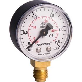 Pakkens 0-16 Bar 50 mm Alttan Bağlantılı Kuru Manometre