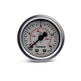 Pakkens 0-16 Bar 50 mm Arkadan Bağlantılı Gliserinli G 1/4 inç Manometre