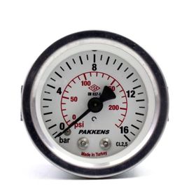 Pakkens 0-16 Bar 50 mm Panotipi Arkadan Bağlantılı Kuru G 1/8 inç Manometre