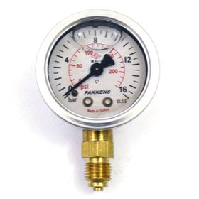 Pakkens 0-16 Bar 63 mm Alttan Bağlantılı Gliserinli G 1/4 inç Manometre