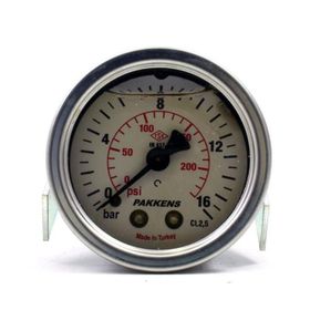 Pakkens 0-16 Bar 63 mm Arkadan Bağlantılı Panotipi Gliserinli G 1/4 inç Manometre