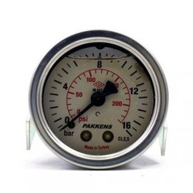 Pakkens 0-16 Bar 63 mm Arkadan Bağlantılı Panotipi Gliserinli G 1/4 inç Manometre