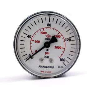 Pakkens 0-160 Bar 50 mm Arkadan Bağlantılı Kuru G 1/8 inç Manometre