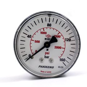 Pakkens 0-160 Bar 50 mm Arkadan Bağlantılı Kuru G 1/8 inç Manometre