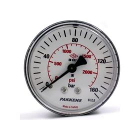 Pakkens 0-160 Bar 50 mm Arkadan Bağlantılı Kuru G 1/8 inç Manometre