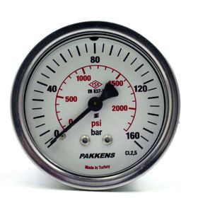 Pakkens 0-160 Bar 50 mm Panotipi Arkadan Bağlantılı Kuru G 1/8 inç Manometre