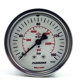 Pakkens 0-160 Bar 50 mm Panotipi Arkadan Bağlantılı Kuru G 1/8 inç Manometre