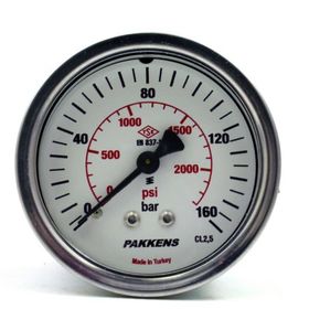 Pakkens 0-160 Bar 50 mm Panotipi Arkadan Bağlantılı Kuru G 1/8 inç Manometre