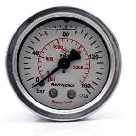 Pakkens 0-160 Bar 63 mm Arkadan Bağlantılı Gliserinli G 1/4 inç Manometre